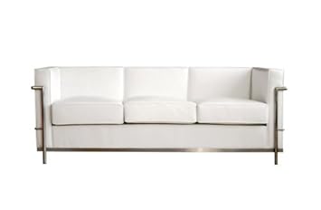 Baxton Studio Le Corbusier Petite Sofa, White,Baxton Furniture Studios,610-Sofa-White,Le Corbusier Petite Sofa, White