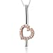 14k Two Tone Gold Heart Shaped White and Pink Diamond Pendant Necklace - 0.28 carat
