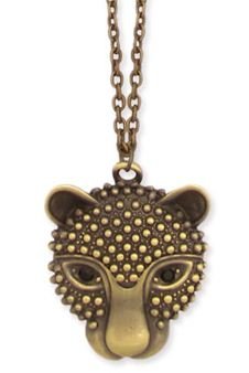 ZAD Unique Detailed Gold Tone Panther Head Charm Necklace on Long 30
