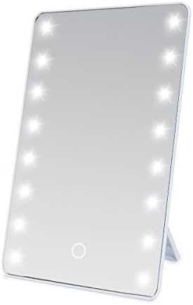 RINE COOOO LED Touch Screen Makeup Mirror 16 LEDs Lighted Make Up Cosmetic Mirror Adjustable Vanity Tabletop Countertop Mirror (White)