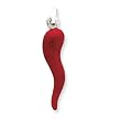 Sterling Silver Red Enamel Italian Horn Pendant
