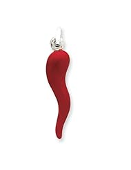 Sterling Silver Red Enamel Italian Horn Pendant
