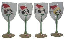 Handpainted Lady Golfer Wine Glasses - Set of 4 for Christmas