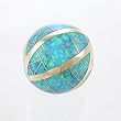 14Kt Gold and Blue Opal Inlaid Round Ball Pendant, #7845