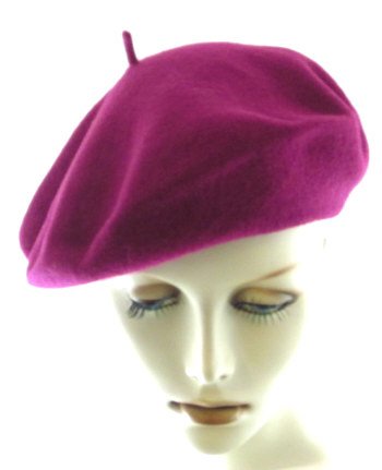 Raspberry French Style Wool Beret by Parkhurst