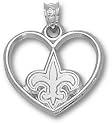 New Orleans Saints Solid Sterling Silver Logo Heart Pendant