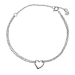 Double Strand Sterling Silver Heart Charm Anklet