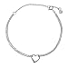 Double Strand Sterling Silver Heart Charm Anklet