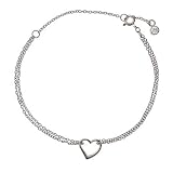 Double Strand Sterling Silver Heart Charm Anklet