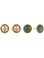 NINE WEST VINTAGE AMERICA "Gypset" Gold-Tone Green Duo Earrings Set