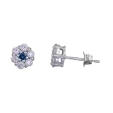 Damen Ohrringe 14 Karat (585) Wei?gold Blau und Wei? Diamant 1/2 Karat