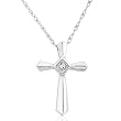Princess Diamond Cross Pendant set in 14k White Gold (HI/I1)