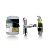 Sterling Silver and Mother-of Pearl Rectangular Cuff Links.