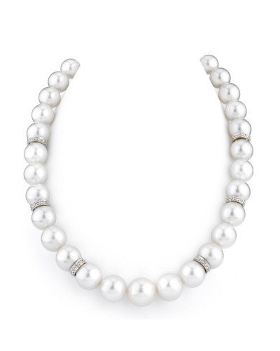 11-14mm White South Sea Pearl Necklace  Diamond
