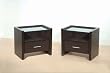 Denver Expresso Brown/Clear Glass 1 Drawer Bedside Cabinet
