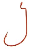 O. Mustad & Son - Mega-Bite Worm Hook RED X wide Bend 5per pk Size 2/0