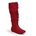Slouch Mid Calf Micro Suede Boot Deep Red