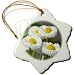 White English Daisy Flowers in Spring - Floral Photography - 3 Inch Snowflake Porcelain Ornament