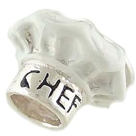 Chef Hat Vintage Style 925 Sterling Silver and Enamel Traditional Charm or Pendant