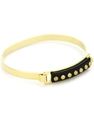 a.v. max Black Stud Leather Small ID Bangle Bracelet