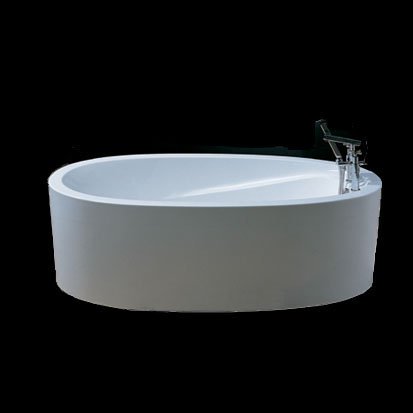 Soaking Tub 63″, White Acrylic, Free Standing, Oval Italian Design (no faucet holes), New #8011 Picture