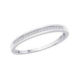 10K White Gold, Princess Cut Diamond Wedding Band (0.16 cttw)
