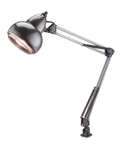 Holmes Metallic Architect Swing Arm Clamp-On Lamp, Black