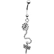 Handcrafted Flower Dragonfly Drop Belly Ring