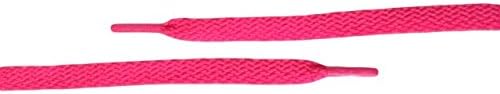 Flat Shoelaces for Sneakers, Athletic Shoes - 54 inch laces - Multiple Colors (fluorescent pink)