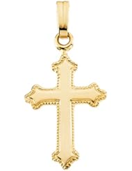 14K Yellow Gold 13 x 9 MM Childrens Cross Pendant with Cable Chain - 15"