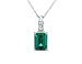 Created Emerald Pendant with Diamonds 1.29 Carat (ctw) in 14K White Gold with Chain