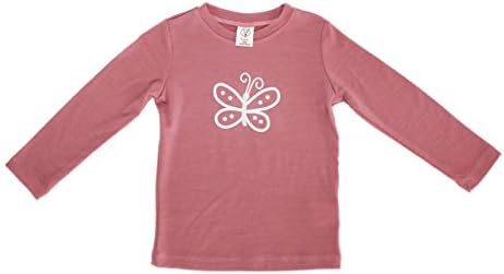 Three Bags Full Little Girls' Merino Wool Printed Butterfly Top 3 years Rose Pink