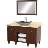 Premiere 50 Modern Bathroom Vanity Set by Wyndham Collection - Walnut w/ Ivory Marble Counter & Granite Sink