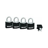Master Lock 131Q Weatherproof Black Covered Brass Padlock, 4-Pack [並行輸入品]