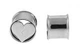 Stainless Steel Double Flare Plug - Broken Heart - 0g - Sold as a Pair