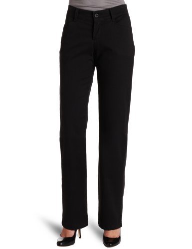 Lee Women's Petite Relaxed Fit Plain Front Pant, Black, 16 Petite