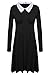 Meaneor Women's Long Sleeves Peter Pan Collar Flare Swing Dress