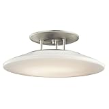 Kichler Lighting 10898NI Ara 1-Light Fluorescent Semi-Flush Ceiling Light, Brushed Nickel with Matte White Acrylic Glass