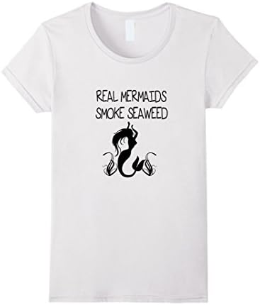 Women's Real mermaids smoke seaweed T-Shirt Small White