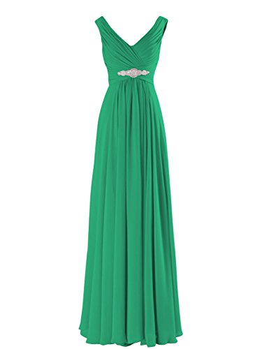Yougao® Women's V Neck A-line Chiffon Long Floor Length Evening Dress Gown