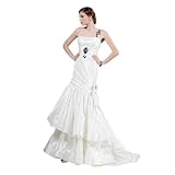 GEORGE BRIDE Layered Stylish Trumpet/Mermaid One Shoulder Sweep/Brush Train Taffeta Wedding Dress Size 4 Ivory