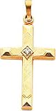 14K Yellow Gold Diamond Cross Pendant Charm Jewelry