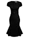 ANGVNS Ladies Vintage Houndstooth-Print Bow Slim Retro Dress For Party