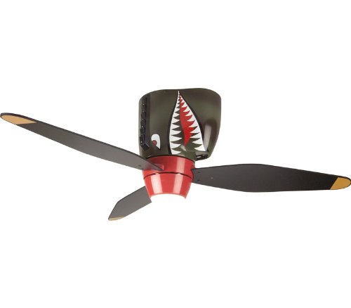 Craftmade WB3448TS 48-Inch 3-Blade Warplane Ceiling Fan with Integrated Light Kit, Tiger Shark