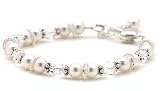 Pearl Christening Baptism Baby Bracelet w/ Cross Charm