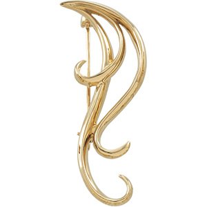 14K Yellow Gold Brooch 1 9. 0 0X 4 6. 0 0 mm by CleverEve