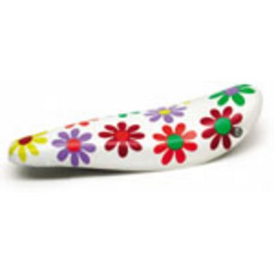 Sunlite Classic “Banana” (Polo)  Bicycle Saddle, White w/ Flowers.