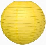 Parallel Ribbed Yellow 12-Inch Round Paper Lantern