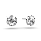 14K White Gold Genuine Round White Topaz Earrings