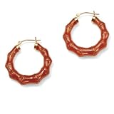 14K Gold Jade Red Earrings